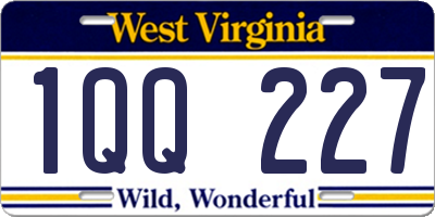 WV license plate 1QQ227