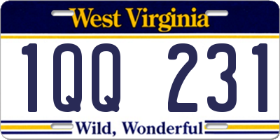 WV license plate 1QQ231