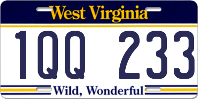 WV license plate 1QQ233
