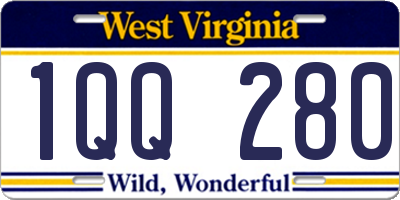 WV license plate 1QQ280