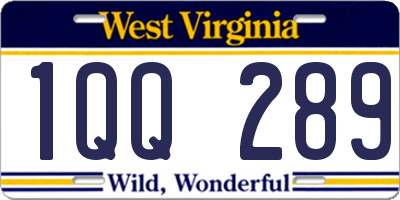 WV license plate 1QQ289
