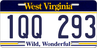 WV license plate 1QQ293
