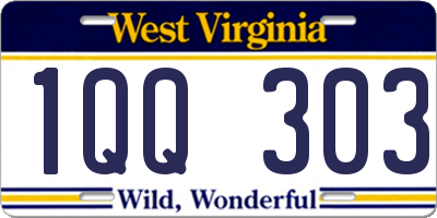 WV license plate 1QQ303