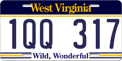 WV license plate 1QQ317
