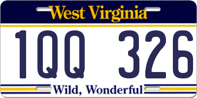 WV license plate 1QQ326