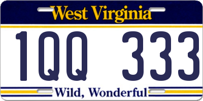 WV license plate 1QQ333