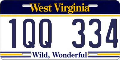 WV license plate 1QQ334