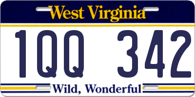 WV license plate 1QQ342
