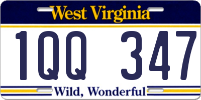 WV license plate 1QQ347
