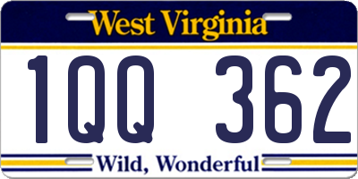 WV license plate 1QQ362