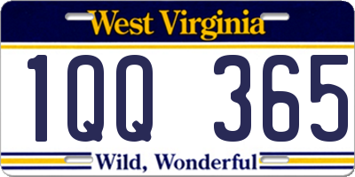 WV license plate 1QQ365