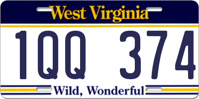 WV license plate 1QQ374