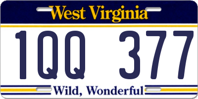 WV license plate 1QQ377