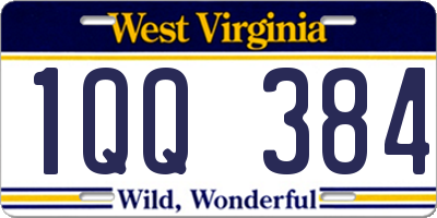WV license plate 1QQ384
