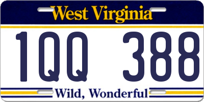 WV license plate 1QQ388