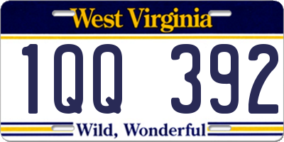 WV license plate 1QQ392