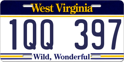 WV license plate 1QQ397