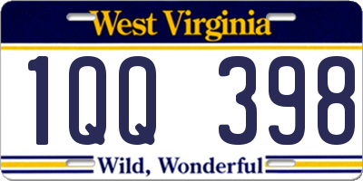WV license plate 1QQ398