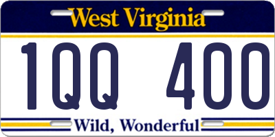 WV license plate 1QQ400
