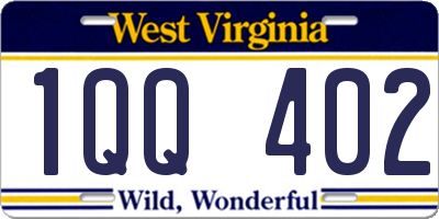 WV license plate 1QQ402