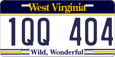 WV license plate 1QQ404