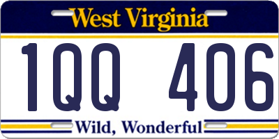 WV license plate 1QQ406