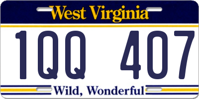 WV license plate 1QQ407