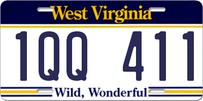 WV license plate 1QQ411