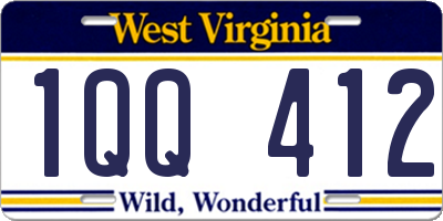 WV license plate 1QQ412