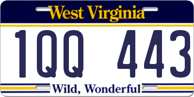 WV license plate 1QQ443