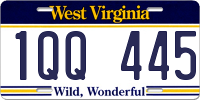 WV license plate 1QQ445