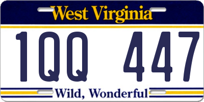 WV license plate 1QQ447
