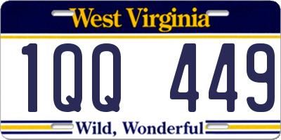 WV license plate 1QQ449