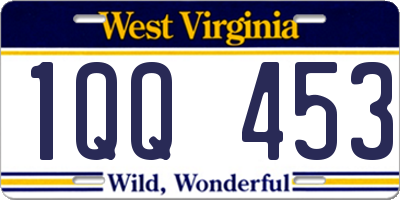 WV license plate 1QQ453