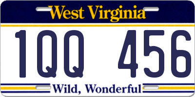 WV license plate 1QQ456