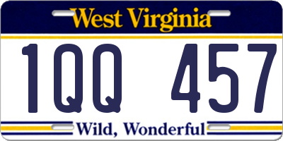 WV license plate 1QQ457
