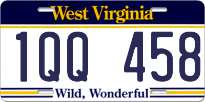 WV license plate 1QQ458