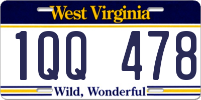 WV license plate 1QQ478