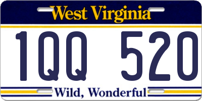 WV license plate 1QQ520