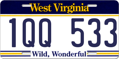 WV license plate 1QQ533