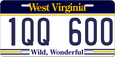 WV license plate 1QQ600