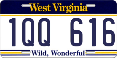 WV license plate 1QQ616