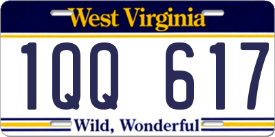 WV license plate 1QQ617