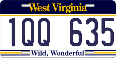 WV license plate 1QQ635