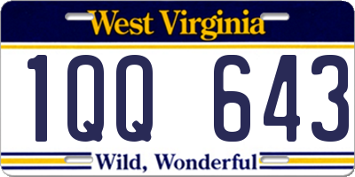 WV license plate 1QQ643