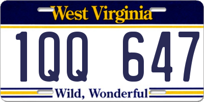 WV license plate 1QQ647