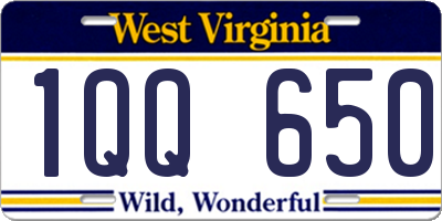 WV license plate 1QQ650