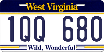 WV license plate 1QQ680