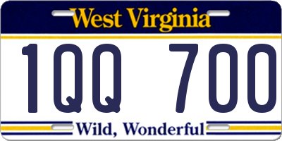 WV license plate 1QQ700