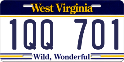 WV license plate 1QQ701